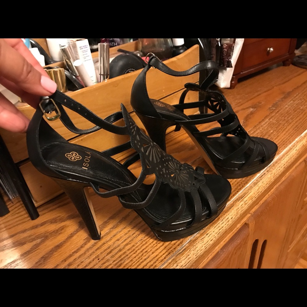 Isola black leather heels. - Picture 2 of 5